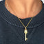 Luxury men’s skull key necklace with yellow gold chain