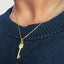 Gothic skull key pendant in 18k gold with moissanite stones