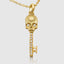 High-end 18k yellow gold skull key pendant with moissanite diamonds