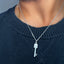 Skull key pendant with moissanite diamonds in 18k white gold