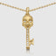 Skull key pendant with moissanite diamonds in 18k yellow gold