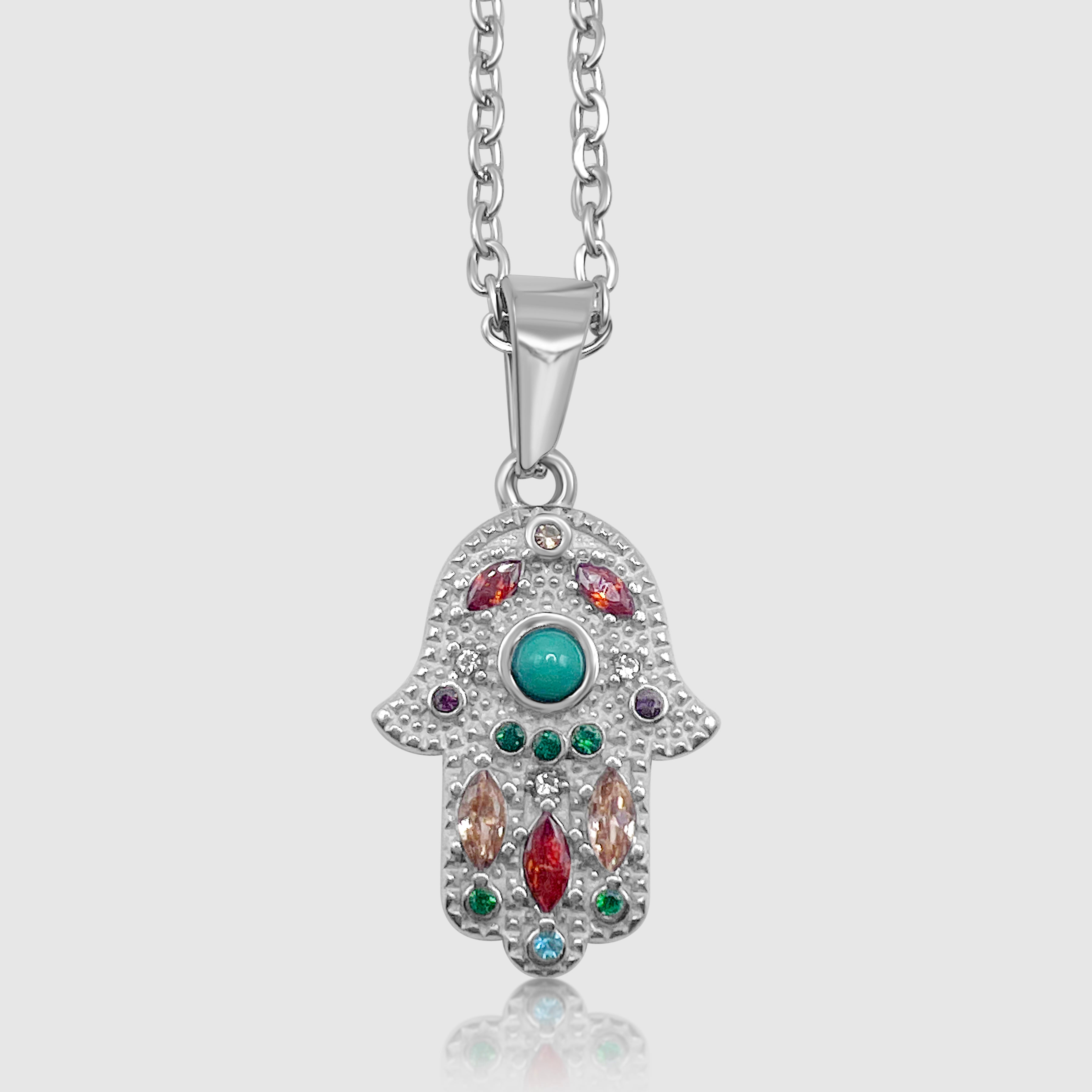 Hamsa Hand Evil Eye Pendant With Chain – DVNCI - Main Image