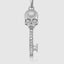 Moissanite diamond skull key necklace in white gold finish