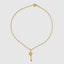 Four Leaf Clover Lucky Key Necklace in gold with intricate details