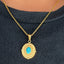 Turquoise Shield Boho Pendant With Chain