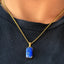 Premium lapis lazuli healing stone pendant in yellow gold, 20-inch chain necklace