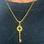 Gold Four-Leaf Clover Key Pendant Necklace for good luck and style