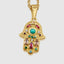 Gold Hamsa Hand Amulet Necklace for Protection