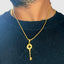 Stylish gold Lucky Key Necklace featuring a Four-Leaf Clover design