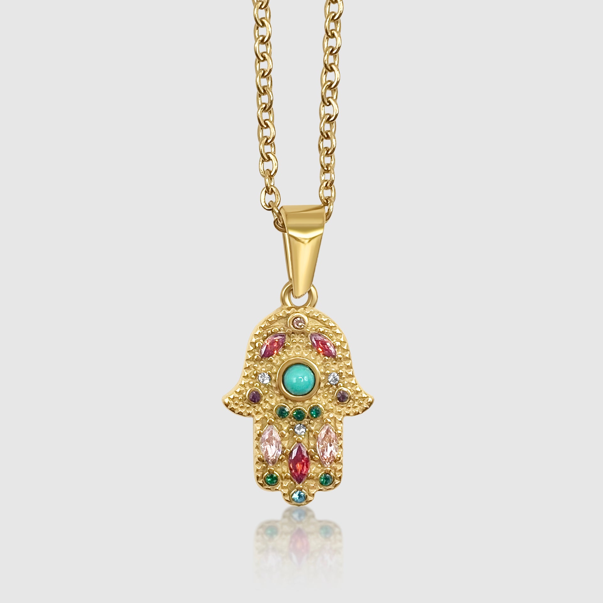 Hamsa Hand Evil Eye Pendant With Chain – DVNCI - Main Image