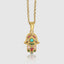 Hamsa Hand Evil Eye Pendant Necklace in 18k Gold