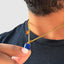 Minimalist lapis lazuli crystal pendant necklace, gold statement jewelry gift