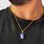 Natural lapis lazuli gemstone necklace with gold chain, unisex elegant accessory