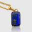 Healing lapis lazuli stone necklace in 18K yellow gold, luxury spiritual jewelry gift