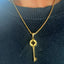 Lucky charm necklace with gold Four-Leaf Clover Key Pendant